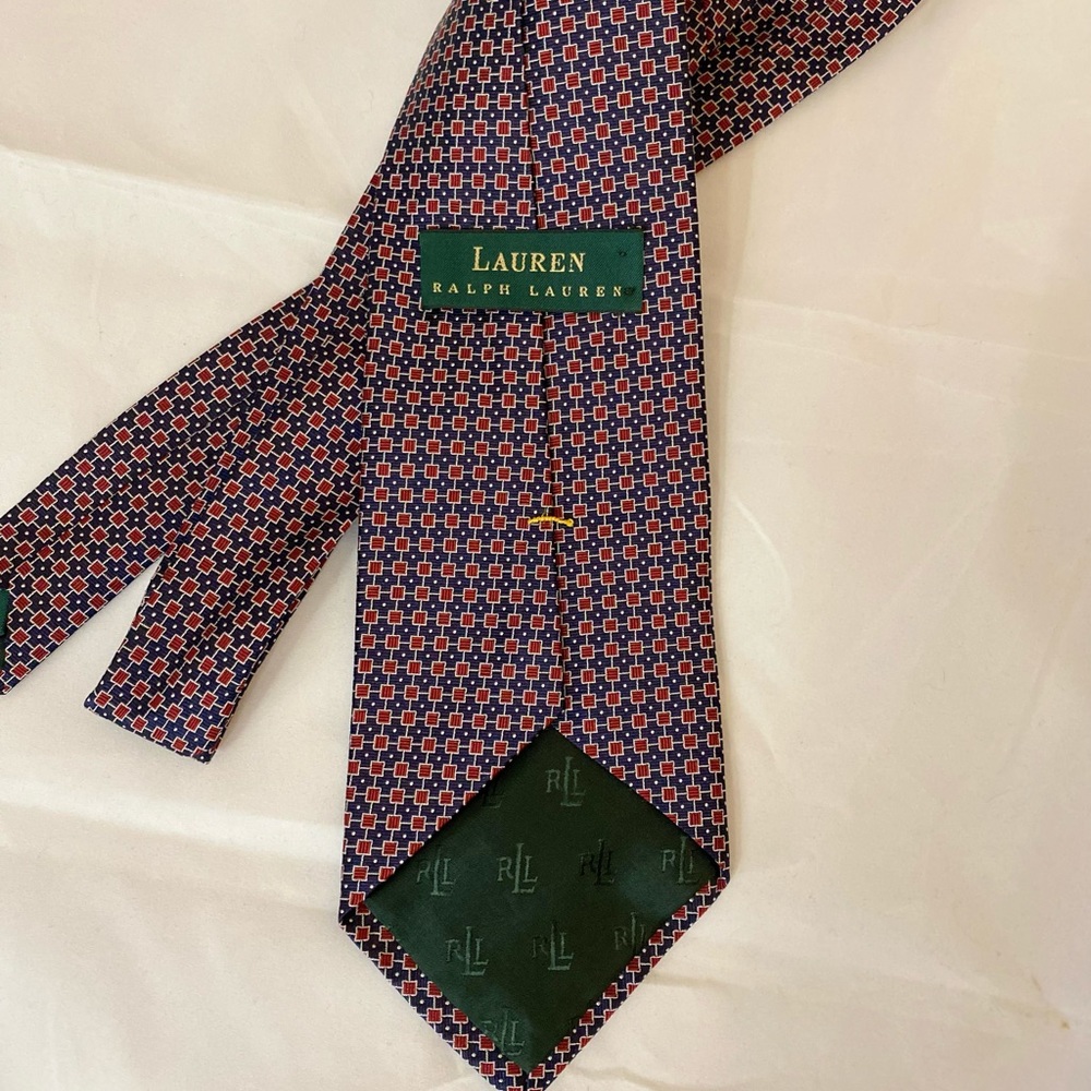 Lauren by Ralph Lauren silk tie. 3.75” red & navy